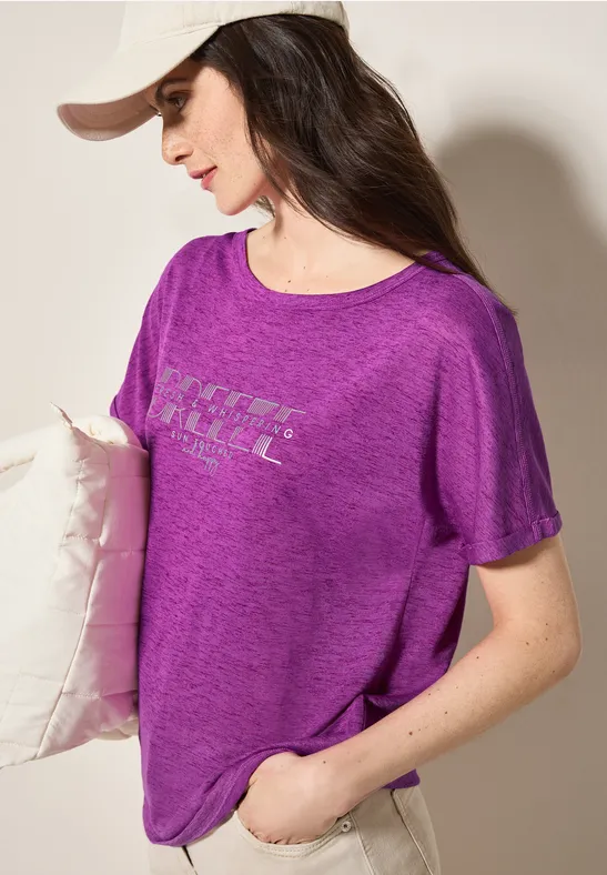 T-Shirt mit Grafik-Print in Leinenoptik