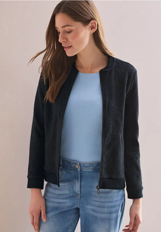 Strukturierte Jacquard-Jacke mit Reißverschluss