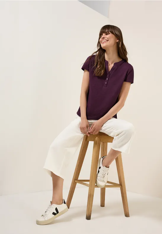 Baumwoll-Henley-Shirt im Tunika-Stil