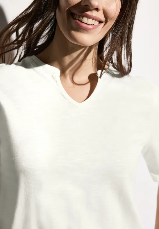 Weiches Tunika-T-Shirt mit Schlitz-Ausschnitt
