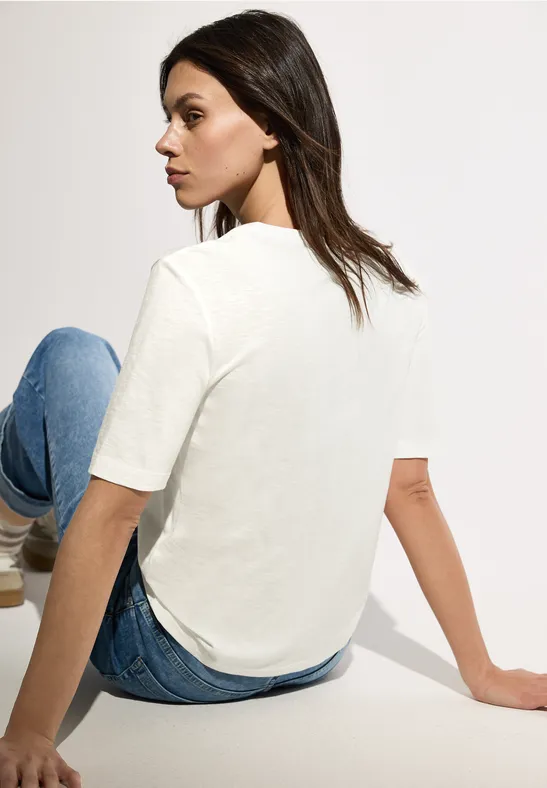 Weiches Tunika-T-Shirt mit Schlitz-Ausschnitt