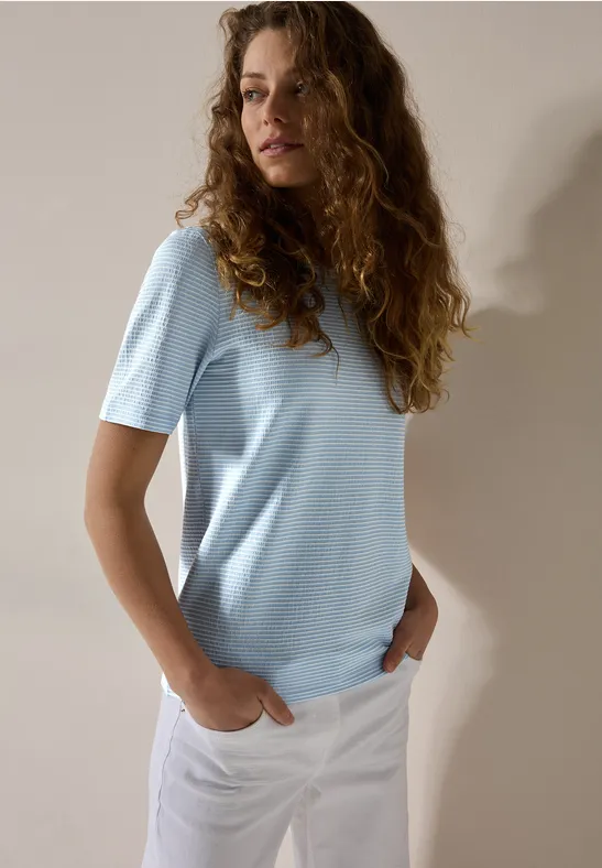 Gestreiftes T-Shirt mit Struktur
