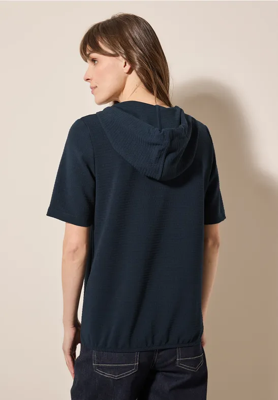 Strukturierter Kurzarm-Hoodie mit Kapuze
