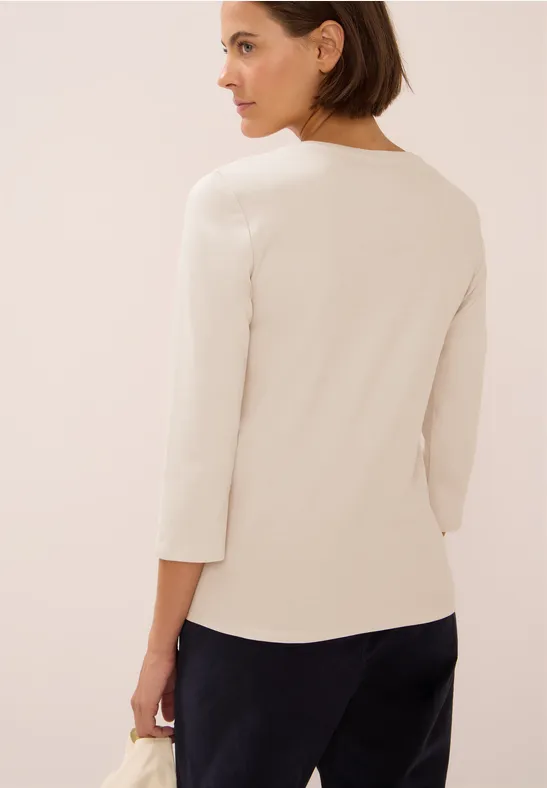 Minimalistisches Baumwollshirt mit 3/4-Arm