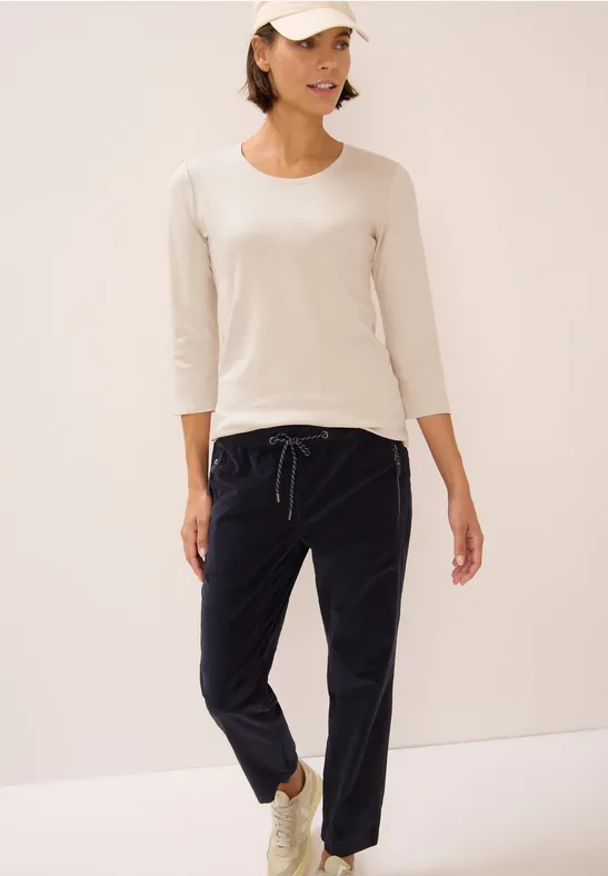 Minimalistisches Baumwollshirt mit 3/4-Arm