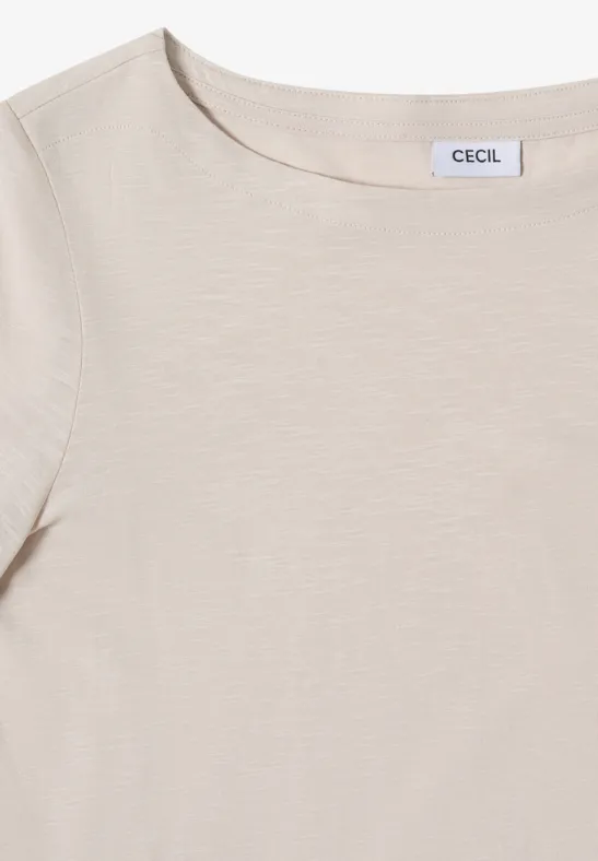 Klassisches Baumwoll-Shirt mit U-Boot-Ausschnitt
