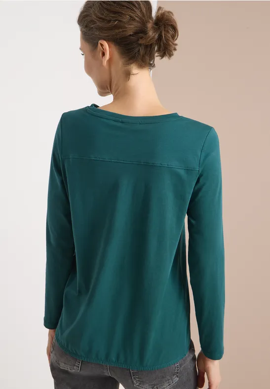 Langarmshirt mit Baumwoll-U-Boot-Ausschnitt