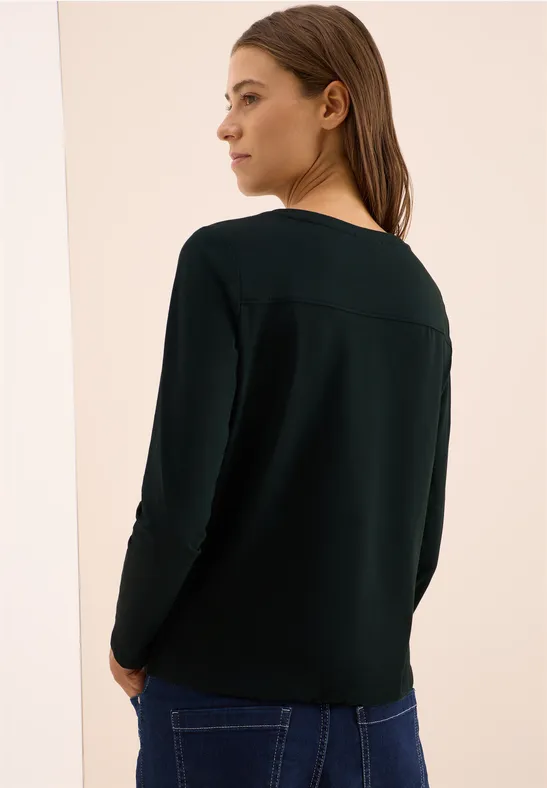 Langarmshirt mit Baumwoll-U-Boot-Ausschnitt