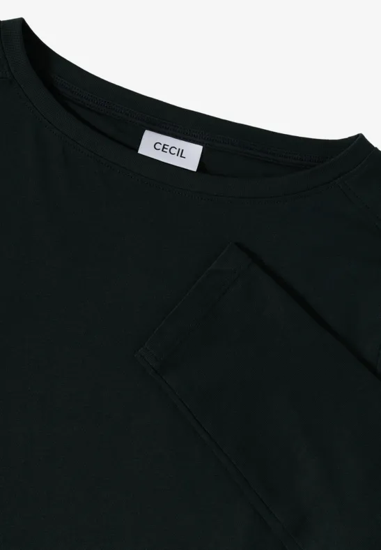 Langarmshirt mit Baumwoll-U-Boot-Ausschnitt