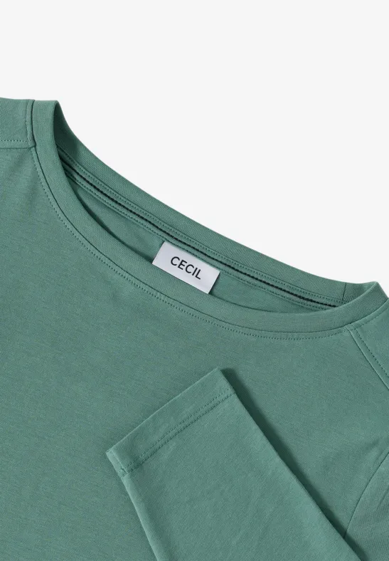 Langarmshirt mit Baumwoll-U-Boot-Ausschnitt