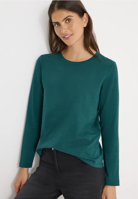 Essentielles Langarmshirt mit Rundhalsausschnitt