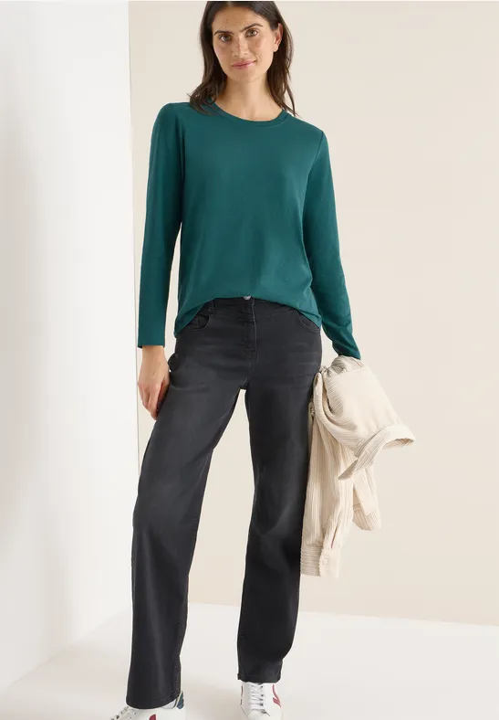 Essentielles Langarmshirt mit Rundhalsausschnitt
