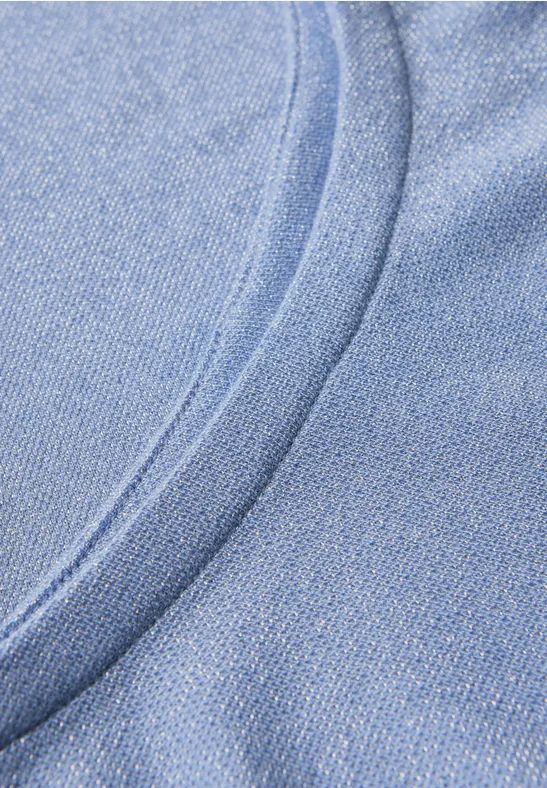 Schimmerndes Jersey-T-Shirt mit U-Boot-Ausschnitt