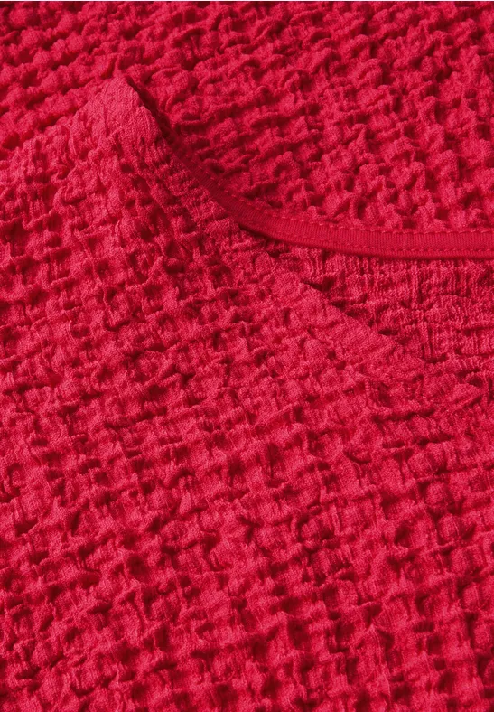 Strukturiertes T-Shirt mit V-Ausschnitt