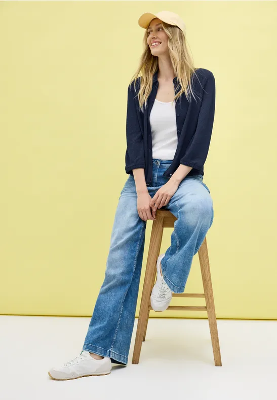 Leichte strukturierte Crepe Hemdjacke