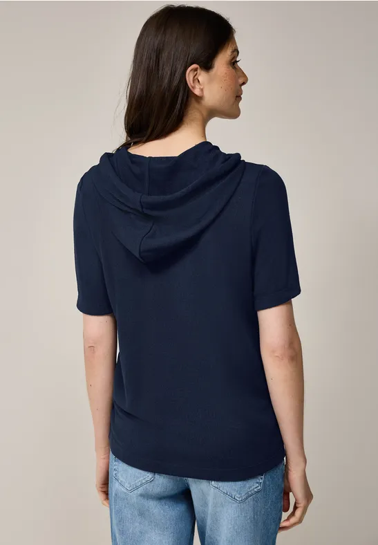Kurzarm Hoodie mit Kreppstruktur
