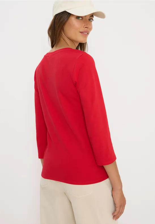 Essentielles T-Shirt mit V-Ausschnitt