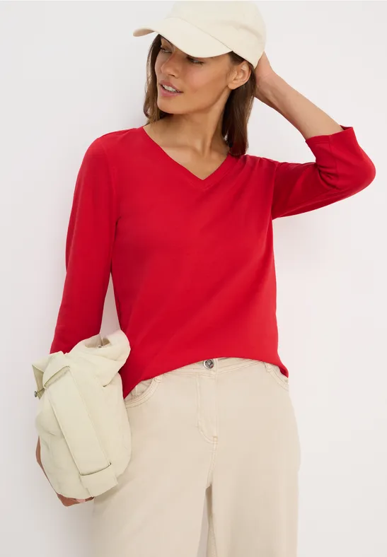 Essentielles T-Shirt mit V-Ausschnitt