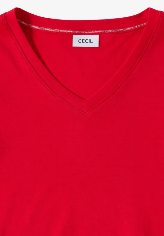Essentielles T-Shirt mit V-Ausschnitt