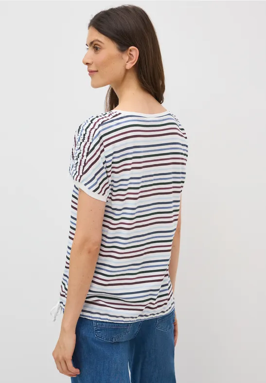 Streifenshirt mit U-Boot-Ausschnitt und Tunnelzug