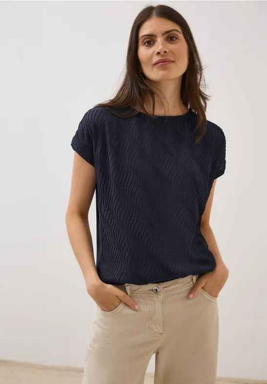 Kurzarm-Shirt mit U-Boot-Ausschnitt