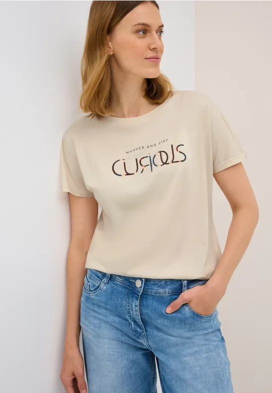 Grafik-T-Shirt mit U-Boot-Ausschnitt