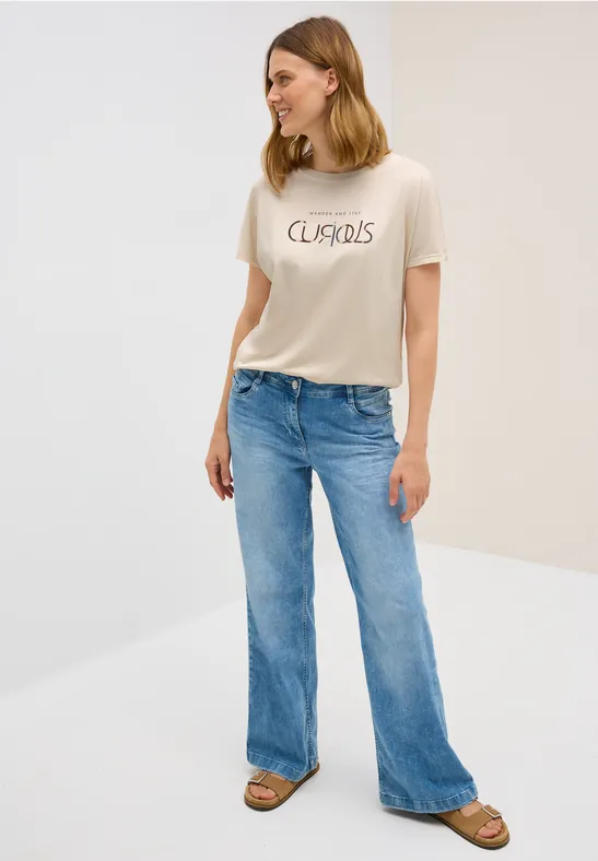 Grafik-T-Shirt mit U-Boot-Ausschnitt
