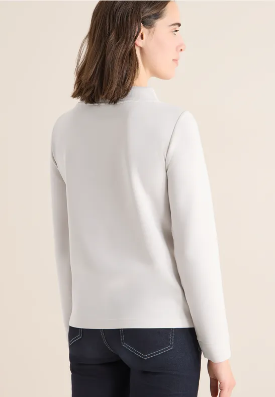 Besticktes Langarmshirt mit Stehkragen
