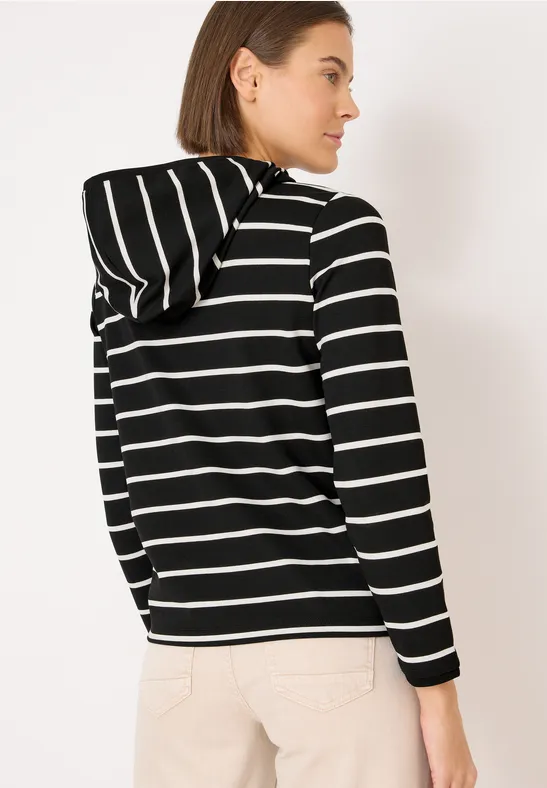 Gestreiftes Langarm-Kapuzenshirt