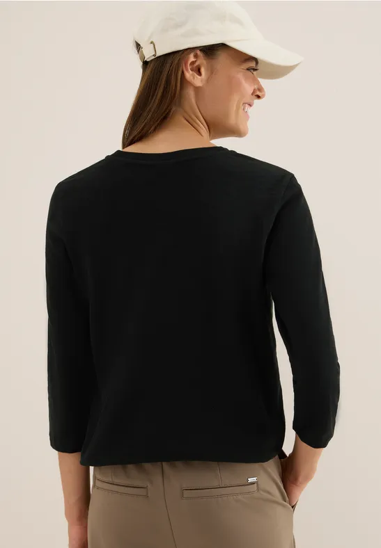 Slub-Jersey mit Tunnelzug am Saum