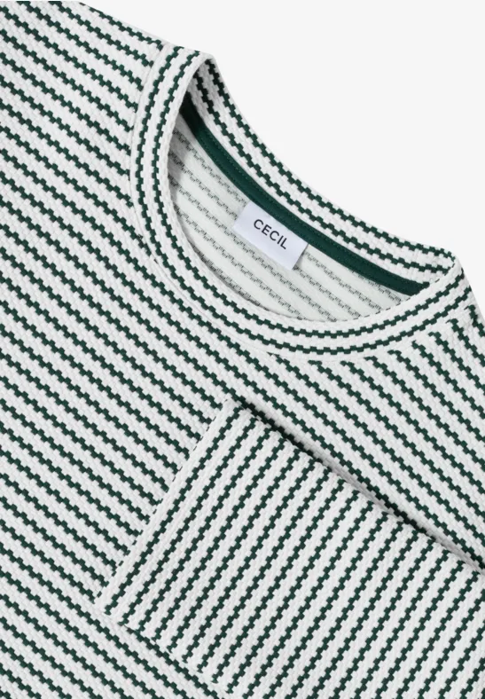 Gestreiftes Strukturshirt mit 3/4-Arm