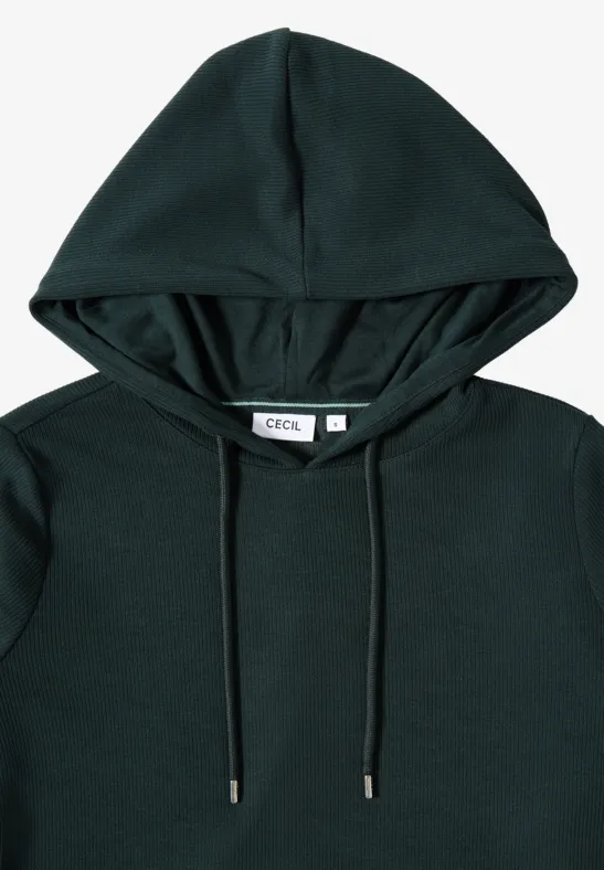 Geripptes Hoodie-Shirt mit 3/4-Arm