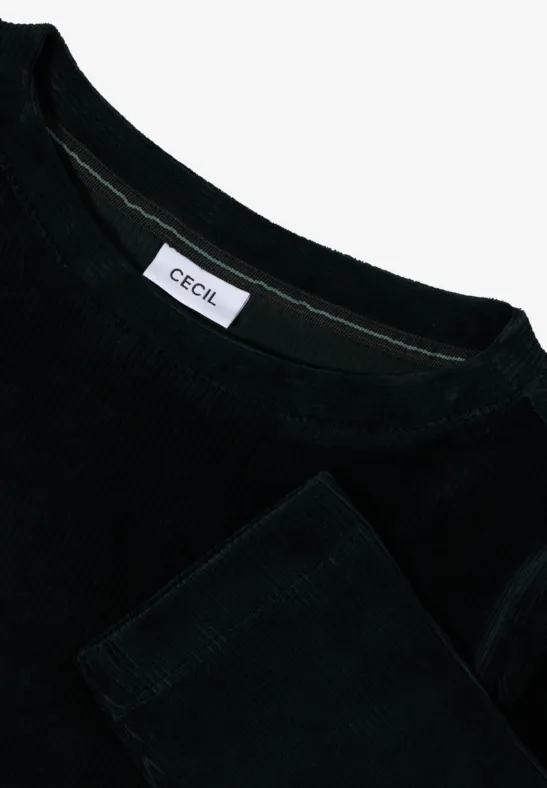 Strukturiertes Cordshirt mit U-Boot-Ausschnitt