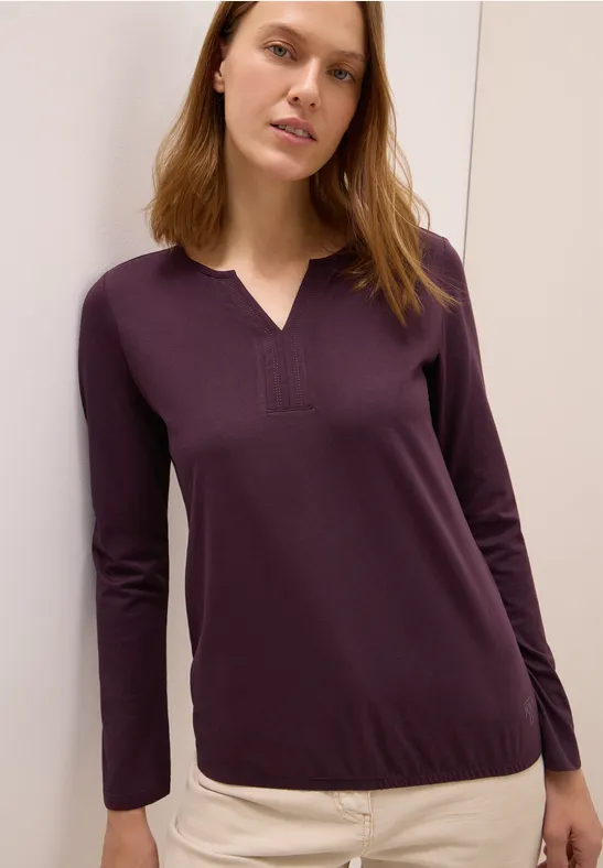 Langarm-Baumwollshirt im Tunika-Stil