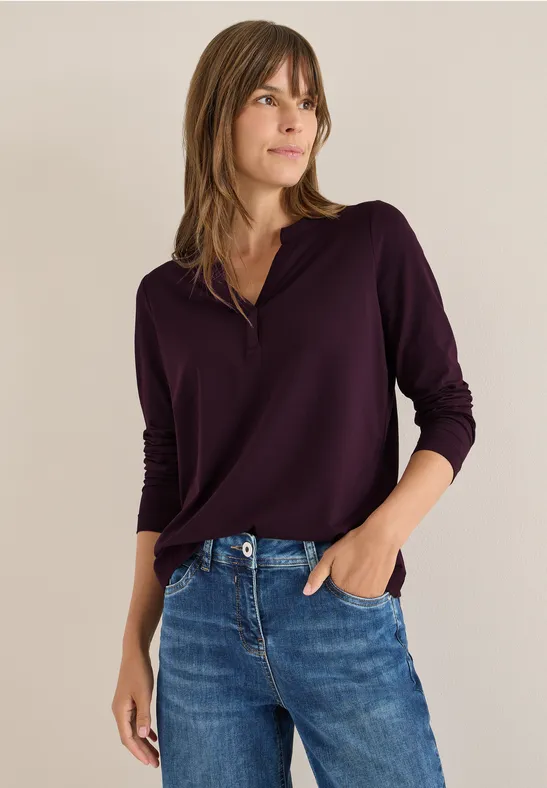 Langarm-Baumwollshirt im Tunika-Stil