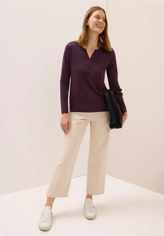 Langarm-Baumwollshirt im Tunika-Stil