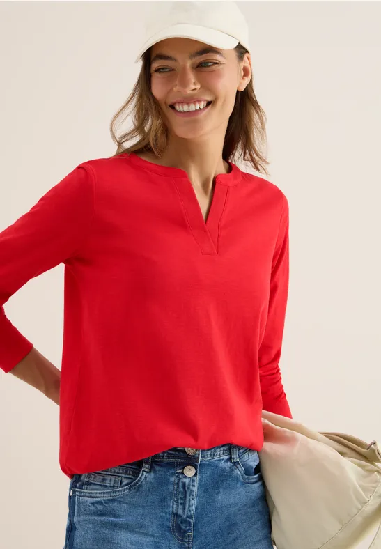 Langarm-Baumwollshirt im Tunika-Stil