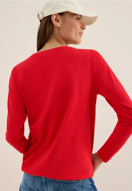 Langarm-Baumwollshirt im Tunika-Stil