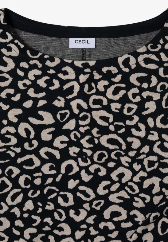 Shirt mit U-Boot-Ausschnitt und Leoprint