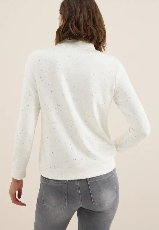 Strukturiertes Sweatshirt mit Troyerkragen