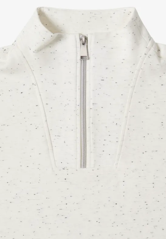 Strukturiertes Sweatshirt mit Troyerkragen
