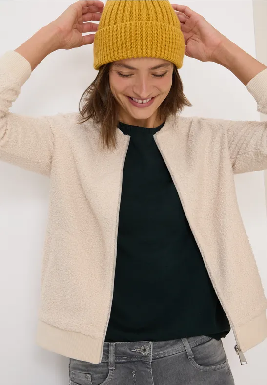 Strukturierte Teddy-Fleece-Blousonjacke