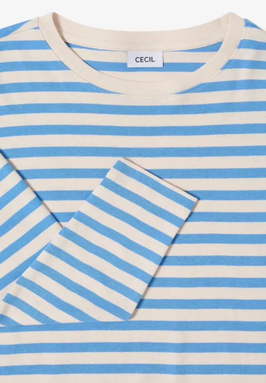 Feingestreiftes Shirt mit U-Boot-Ausschnitt
