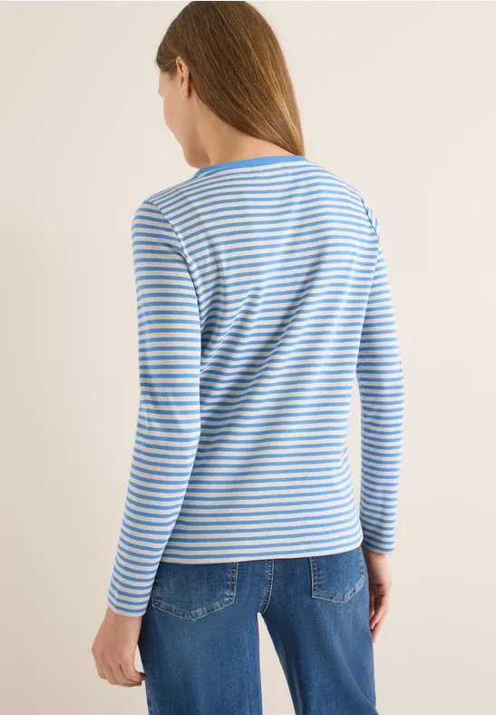 Feingestreiftes Shirt mit U-Boot-Ausschnitt