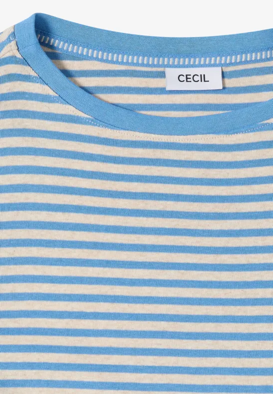 Feingestreiftes Shirt mit U-Boot-Ausschnitt