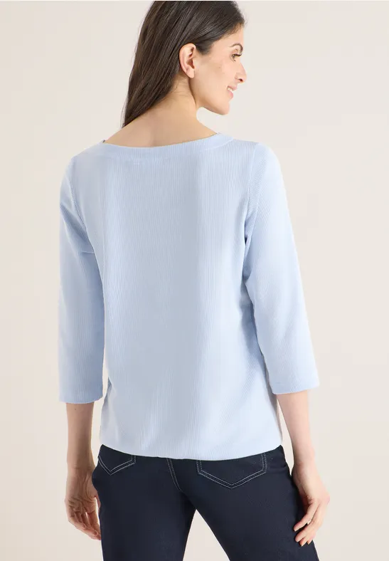 Feingestreiftes Shirt mit U-Boot-Ausschnitt