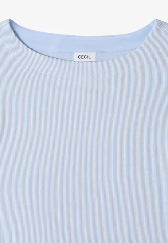 Feingestreiftes Shirt mit U-Boot-Ausschnitt