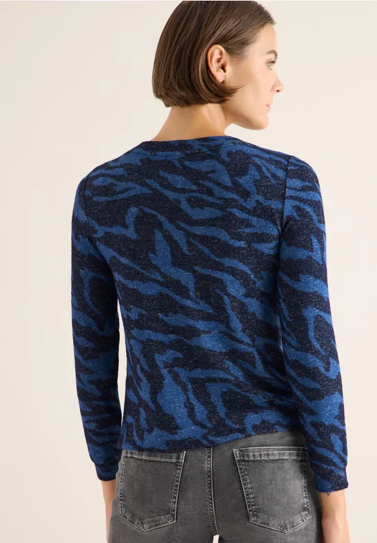 Langarmshirt mit Animal-Print-Melange