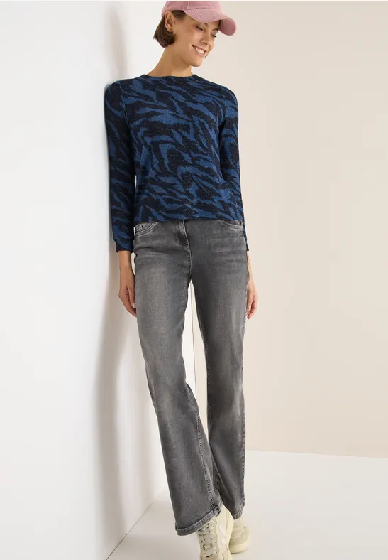 Langarmshirt mit Animal-Print-Melange