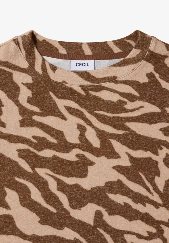 Langarmshirt mit Melange-Animal-Print